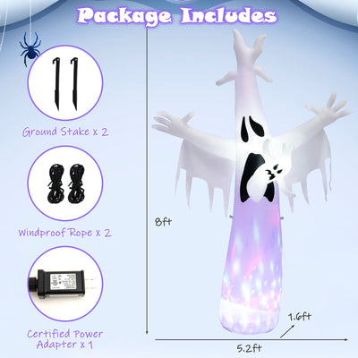 8 Feet Halloween Inflatable Ghost with LED and Waterproof Blower