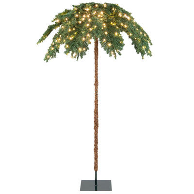 6 Feet Pre-Lit Xmas Palm Artificial Tree with 250 Warm-White LED Lights