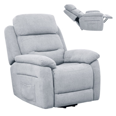 Power Lift Recliner Sofa with Side Pocket and Remote Control-Gray