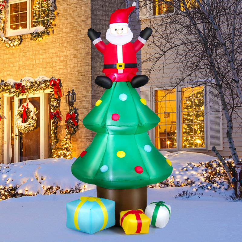 7 Feet Christmas Tree with Santa Claus and Gift Boxes for Lawn and Party