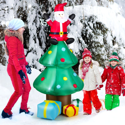 7 Feet Christmas Tree with Santa Claus and Gift Boxes for Lawn and Party