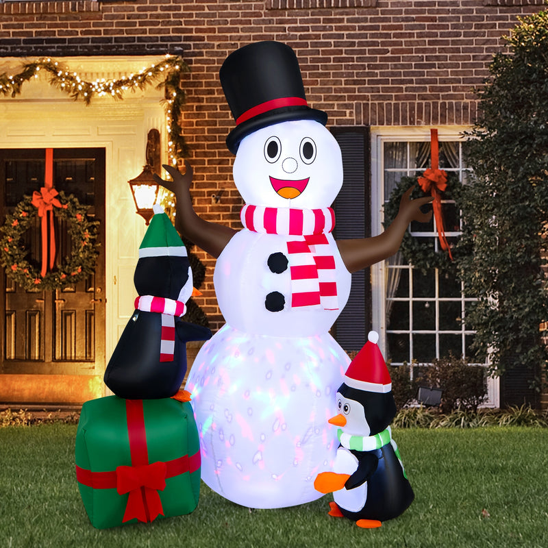 6 Feet Lighted Inflatable Snowman Christmas Decoration with Penguin