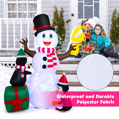 6 Feet Lighted Inflatable Snowman Christmas Decoration with Penguin