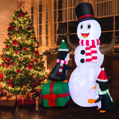 6 Feet Lighted Inflatable Snowman Christmas Decoration with Penguin