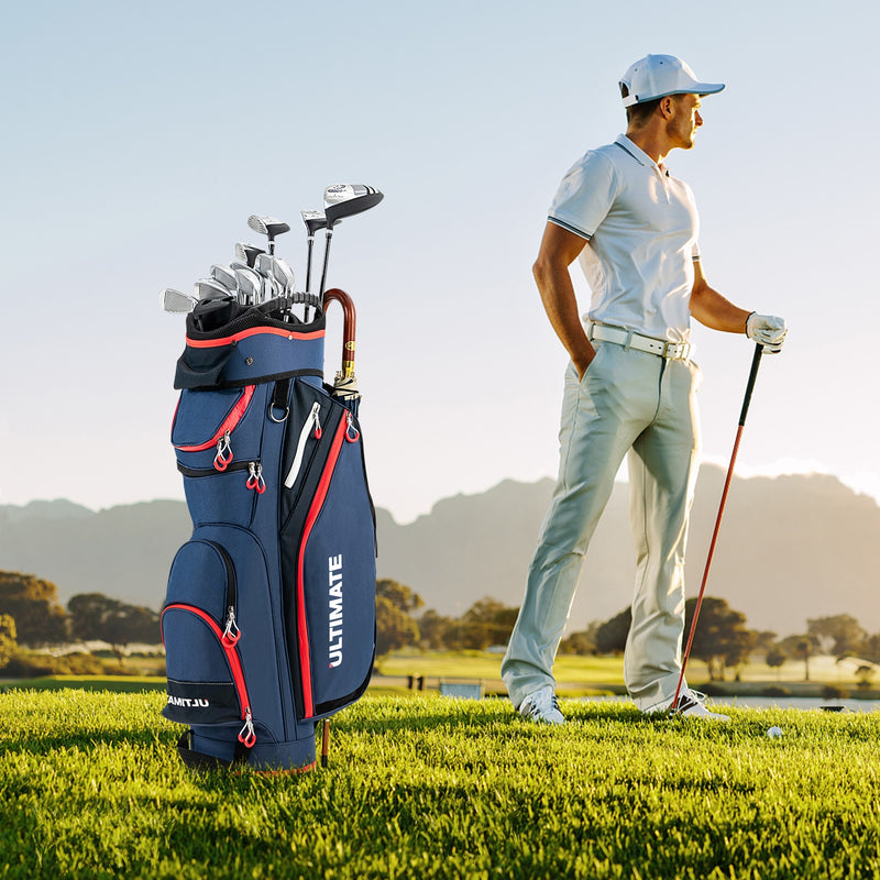 9.5 Inch Golf Cart Bag with 14 Way Dividers Top Organizer-Navy