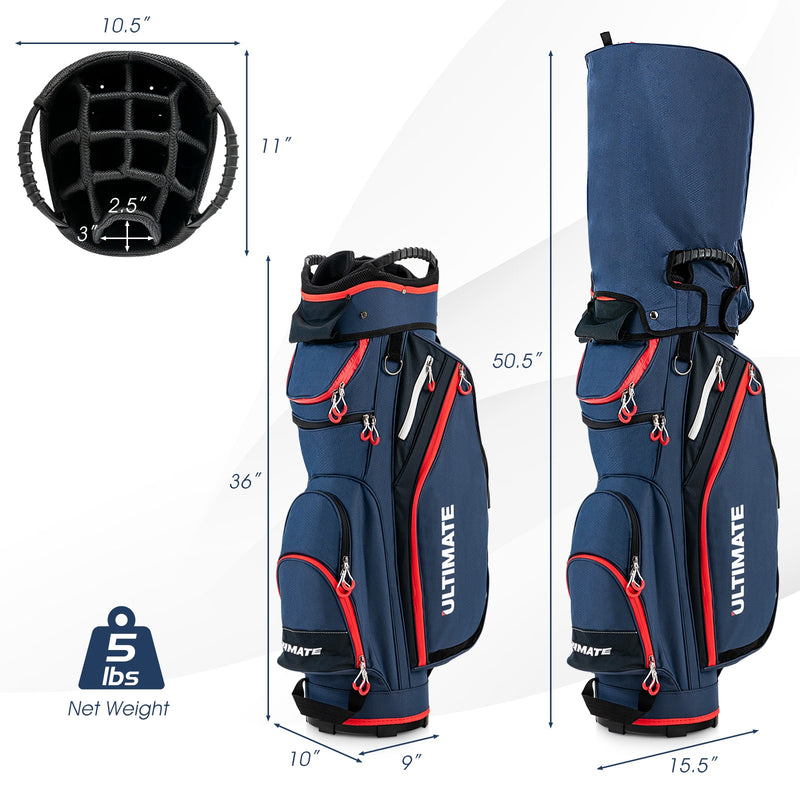 9.5 Inch Golf Cart Bag with 14 Way Dividers Top Organizer-Navy