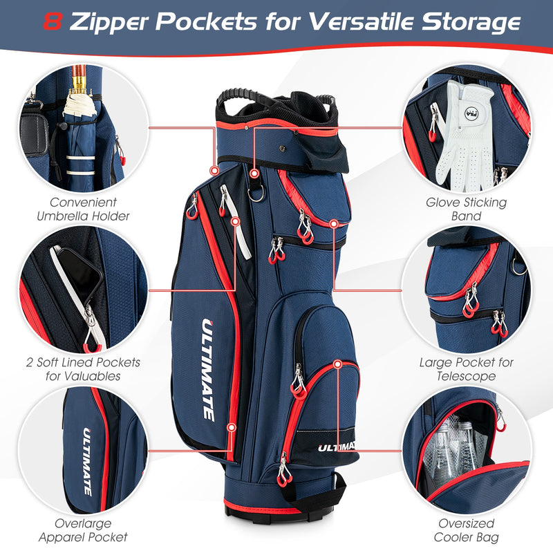 9.5 Inch Golf Cart Bag with 14 Way Dividers Top Organizer-Navy