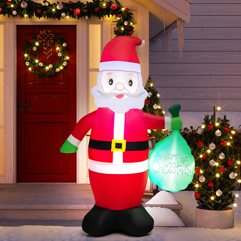 5 Feet Christmas Inflatable Santa Claus Holding Gift Bag for Yard and Garden Lawn