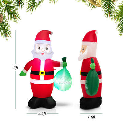 5 Feet Christmas Inflatable Santa Claus Holding Gift Bag for Yard and Garden Lawn