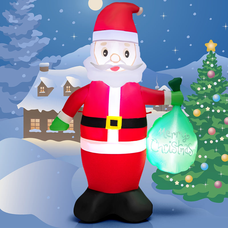 5 Feet Christmas Inflatable Santa Claus Holding Gift Bag for Yard and Garden Lawn