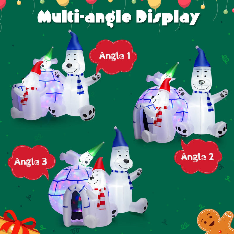 6 Feet Christmas Decoration with 3 Lovable Polar Bears