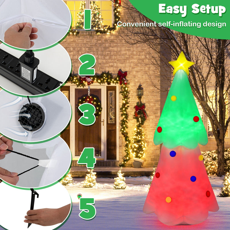 6.2 Feet Inflatable Christmas Tree with Topper Star and Lights