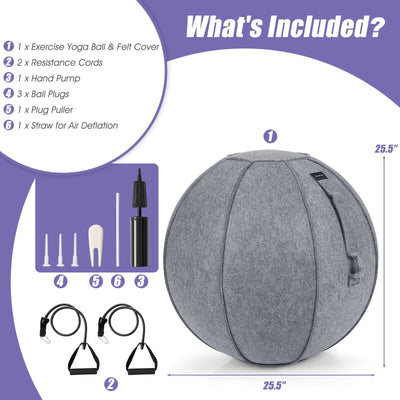 Yoga Sitting Ball with Felt Cover and Air Pump-Gray