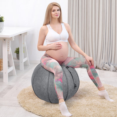 Yoga Sitting Ball with Felt Cover and Air Pump-Gray