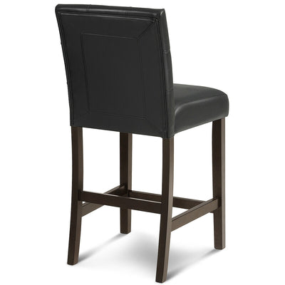 Set of 2 PVC Leather Bar Stools with Solid Wood Legs