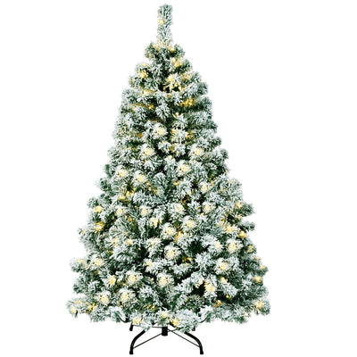 4.5 Feet Pre-Lit Premium Snow Flocked Hinged Artificial Christmas Tree