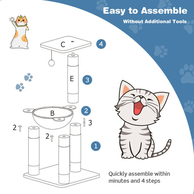 Multi-level Cat Tree with Scratching Posts and Cat Hammock-Gray