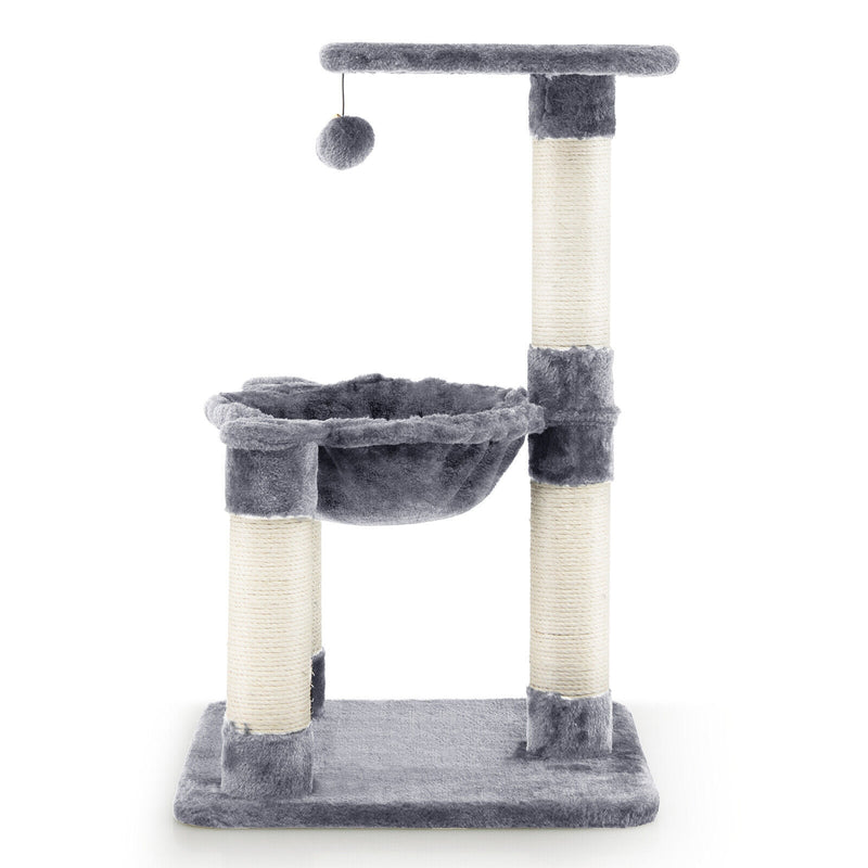 Multi-level Cat Tree with Scratching Posts and Cat Hammock-Gray