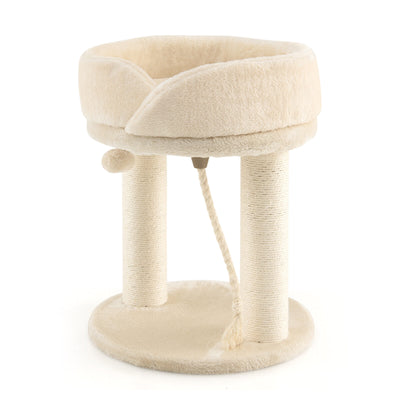 Cat Climbing Tree with Plush Perchs and Scratching Post-Beige