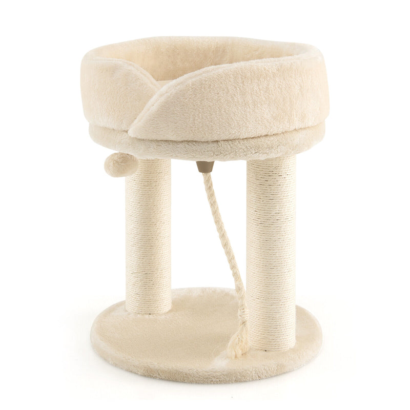 Cat Climbing Tree with Plush Perchs and Scratching Post-Beige