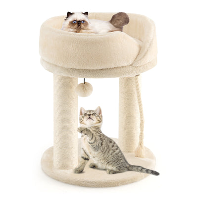 Cat Climbing Tree with Plush Perchs and Scratching Post-Beige