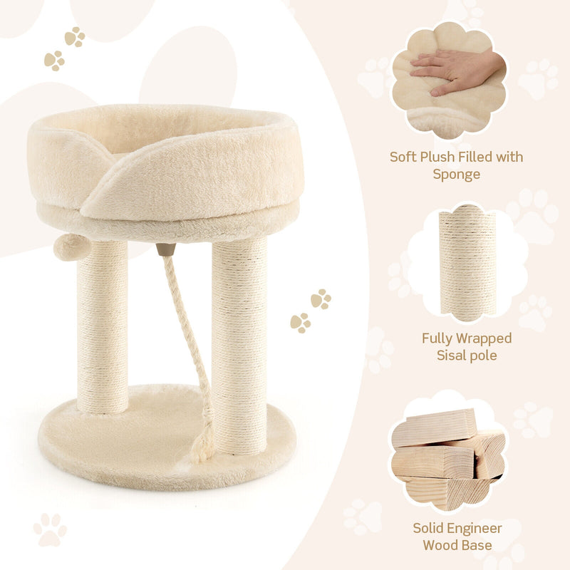 Cat Climbing Tree with Plush Perchs and Scratching Post-Beige