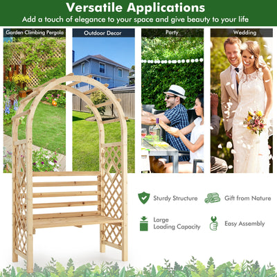 Wooden Garden Bench Arch Pergola Outdoor Arbor