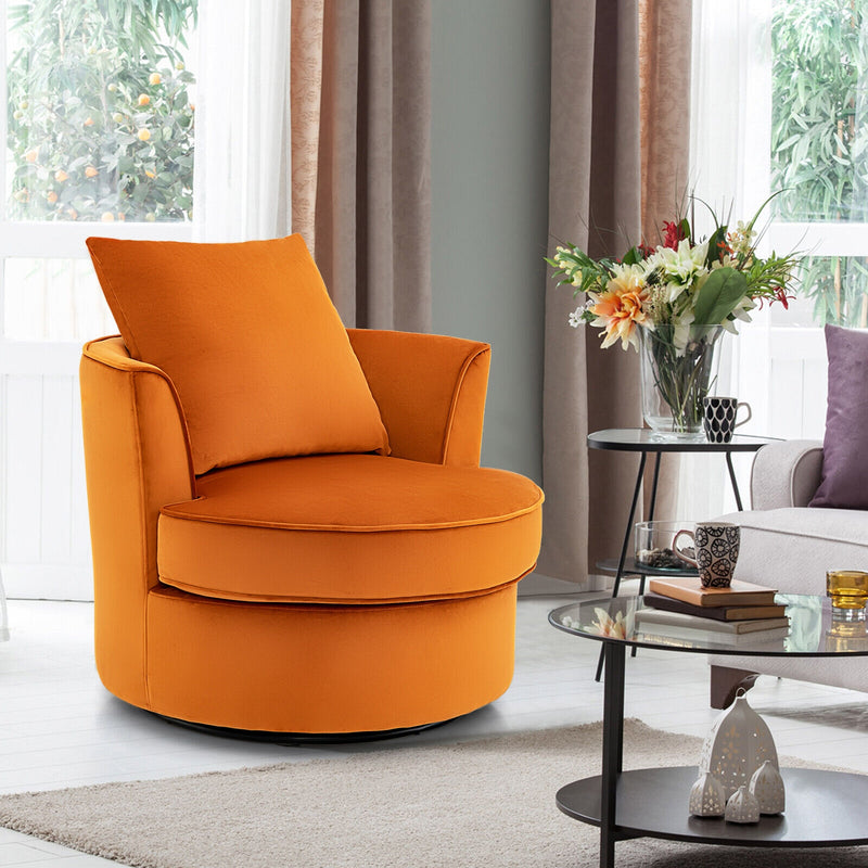 Modern 360° Swivel Barrel Chair with No Assembly Needed-Orange