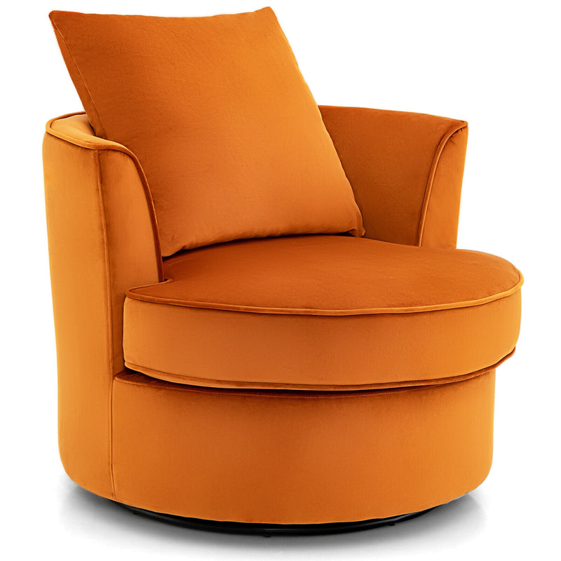 Modern 360° Swivel Barrel Chair with No Assembly Needed-Orange