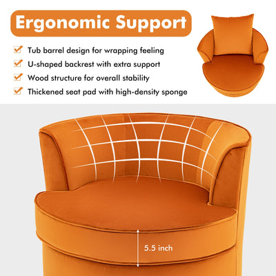 Modern 360° Swivel Barrel Chair with No Assembly Needed-Orange