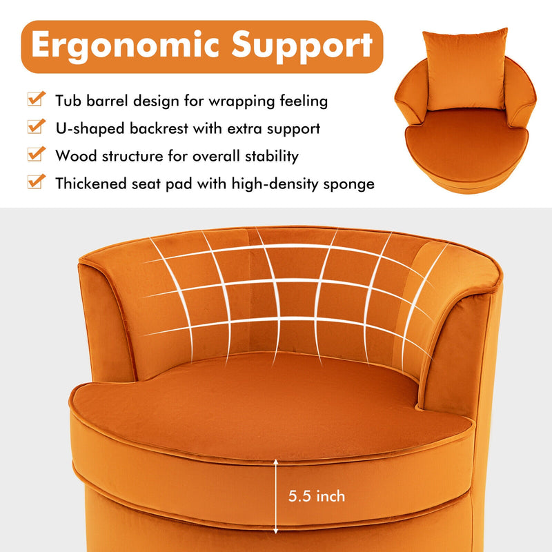 Modern 360° Swivel Barrel Chair with No Assembly Needed-Orange