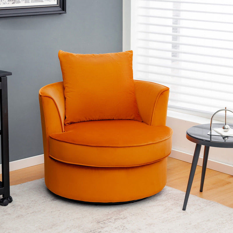 Modern 360° Swivel Barrel Chair with No Assembly Needed-Orange