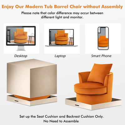 Modern 360° Swivel Barrel Chair with No Assembly Needed-Orange