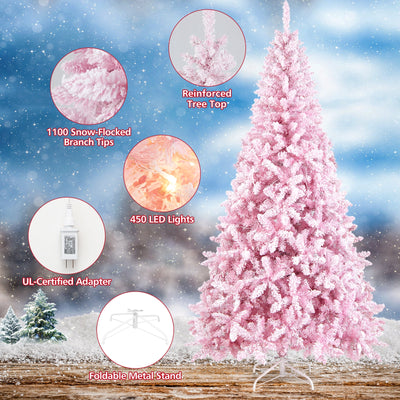 7.5 Feet Flocked Pink Christmas Tree with Stand