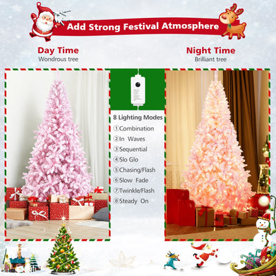 7.5 Feet Flocked Pink Christmas Tree with Stand