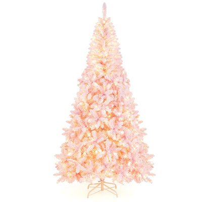 7.5 Feet Flocked Pink Christmas Tree with Stand