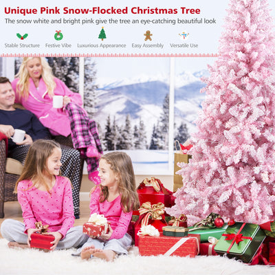 7.5 Feet Flocked Pink Christmas Tree with Stand