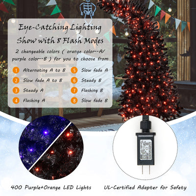 7 Feet Pre-Lit Halloween Tree 8 Flash Modes with 400 Lights