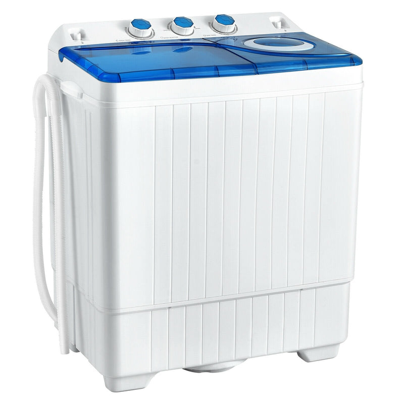 Portable Semi-Automatic Twin Tub Washing Machine with Drain Pump-Blue