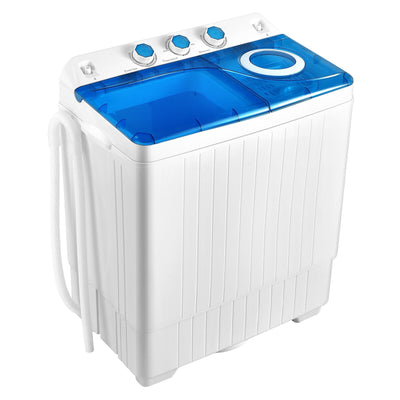 Portable Semi-Automatic Twin Tub Washing Machine with Drain Pump-Blue