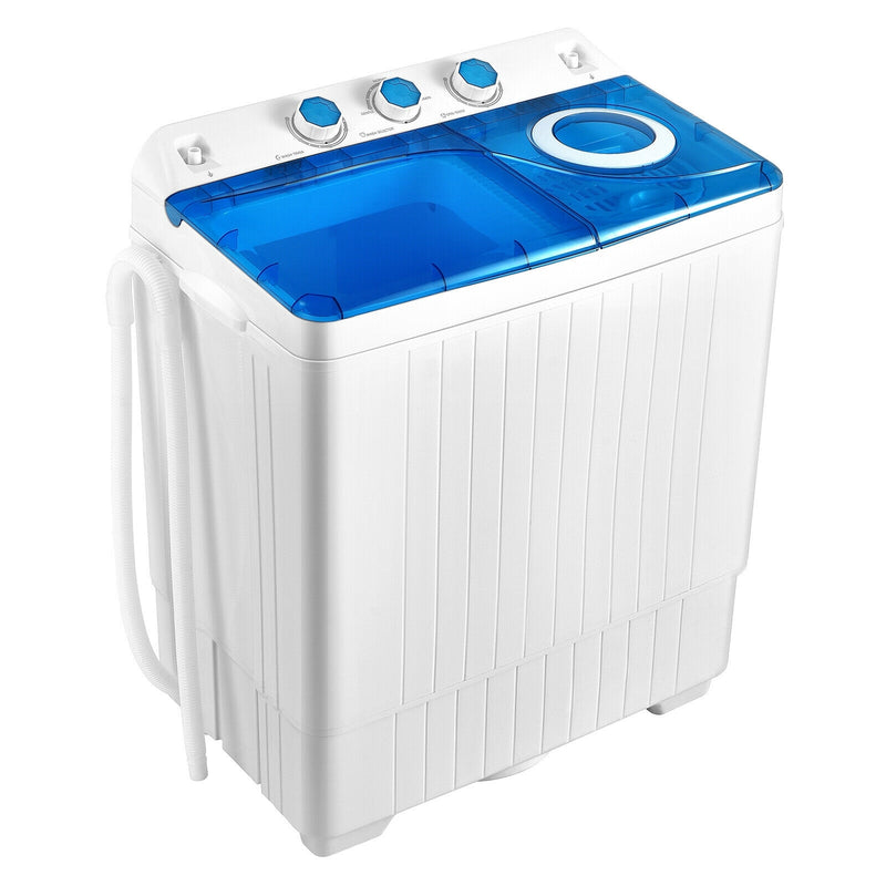 Portable Semi-Automatic Twin Tub Washing Machine with Drain Pump-Blue