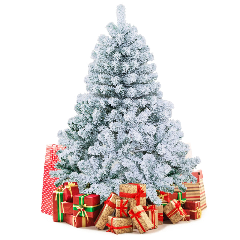 4.5 Feet Pre-Lit Premium Snow Flocked Christmas Tree with 150 Lights