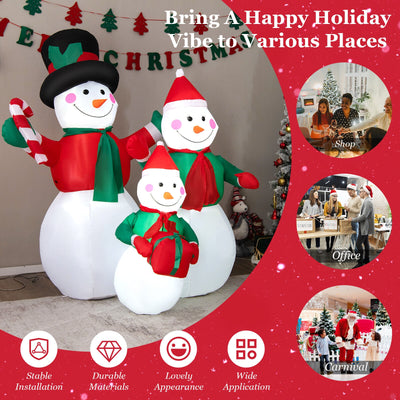 Inflatable Christmas Snowman Family Decoration with LED Lights