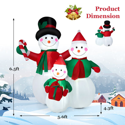 Inflatable Christmas Snowman Family Decoration with LED Lights