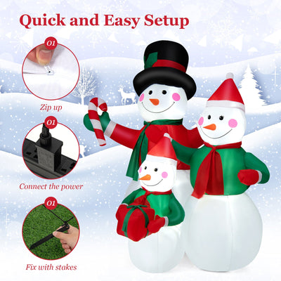 Inflatable Christmas Snowman Family Decoration with LED Lights