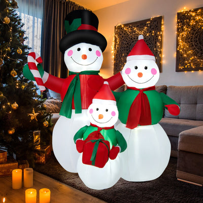 Inflatable Christmas Snowman Family Decoration with LED Lights