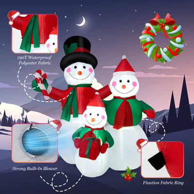 Inflatable Christmas Snowman Family Decoration with LED Lights