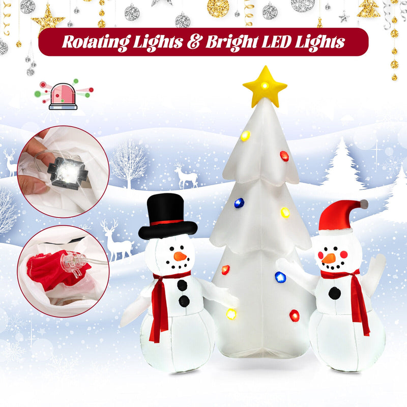 Inflatable Christmas Double Snowmen Decoration with Built-in Rotating LED Lights