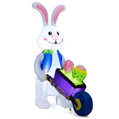 Inflatable Easter Rabbit Decoration with Pushing Cart