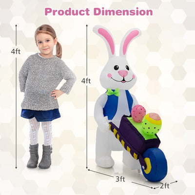 Inflatable Easter Rabbit Decoration with Pushing Cart